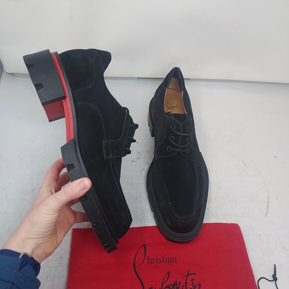 Christian Louboutin MENS Black Our Georges L Suede Lace Up Shoe main image 8